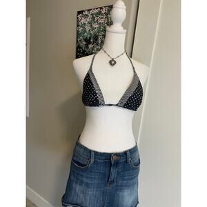 black and white polka dot and stripe bikinni top